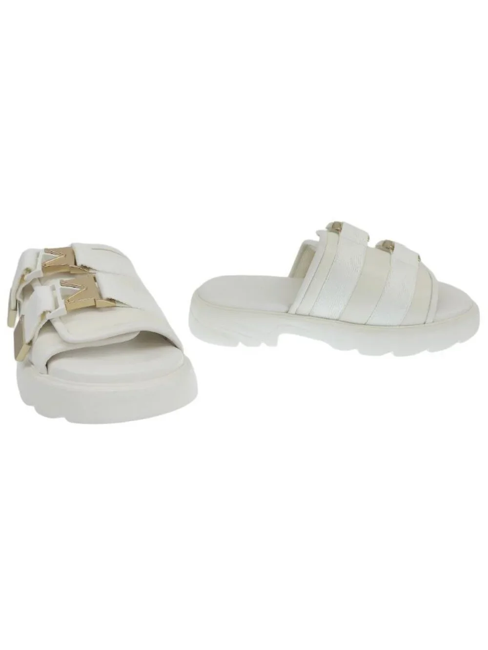 Bottega Veneta Flash Sandals Double Buckle Slide 43 Ivory Almost